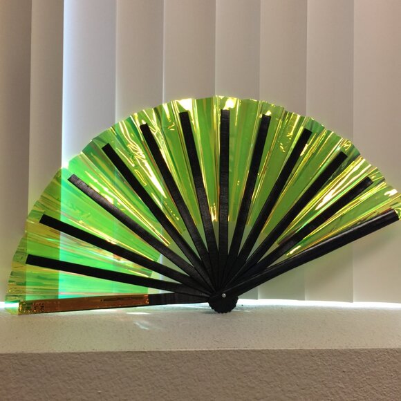 PRE-LOVED LASR - Acid Drip Iridescent Fluid Rave Fan- MISC104 - Picture 2 of 7